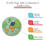 World Map with Continents & Earth Core