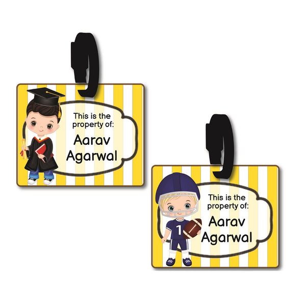 Personalized Bag Tags for kids Set of 2 Durable and Waterproof Tags