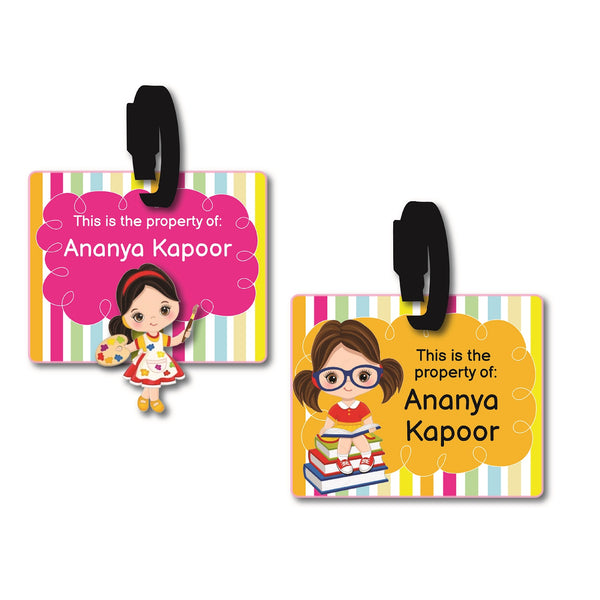 Personalized Bag Tags for kids Set of 2 Durable and Waterproof Tags