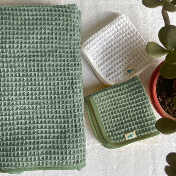 Summer Palm Organic Baby Towel & Wash Cloth Set