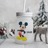 Frosted Mason Jar - Mickey Mouse