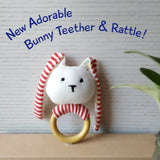 Striped Bunny Teether & Rattle Ring