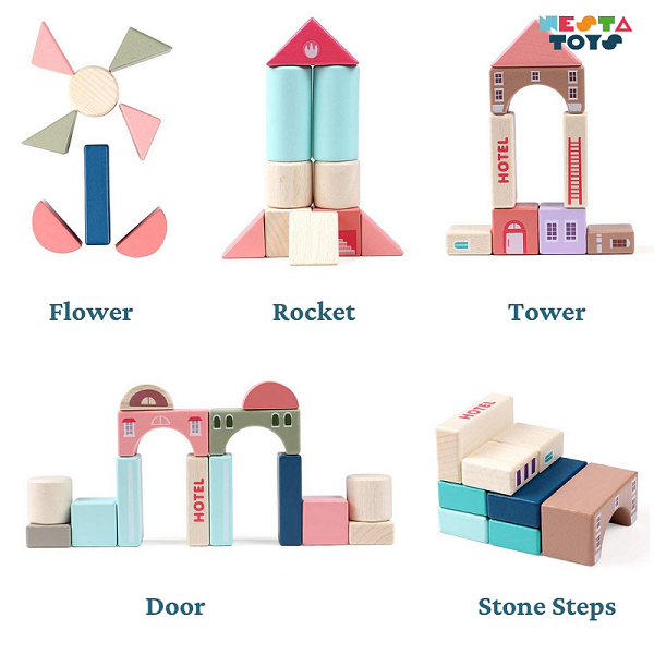 Wooden City Building Blocks Set (115 Pieces) - Main Image