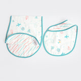 Lil Travellers - Reversible Bib & Burpy Cloth Set