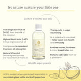 Tender Skin Baby Oil - Virgin Coconut oil with Vitamin E & Avocado | eco-glass bottle |100% natural and edible