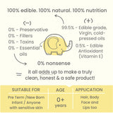Tender Skin Baby Oil - Virgin Coconut oil with Vitamin E & Avocado | eco-glass bottle |100% natural and edible