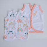 Peach Hearts - Doodle Baby Vests (Set of 2)