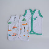 Green Hearts - Doodle Baby Vests (Set of 2)