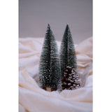 Swen Jane Tabletop Christmas Tree with Frosting and Woodden Base - Pack of 3