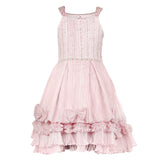 Pink Embellished Pleated Organza Dress