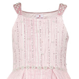 Pink Embellished Pleated Organza Dress