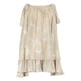 Beige Pleated Foil Printed Dress