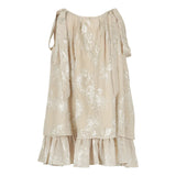 Beige Pleated Foil Printed Dress