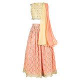 Peach and Yellow Jhoomer Lehenga Set