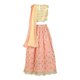 Peach and Yellow Jhoomer Lehenga Set