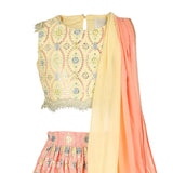 Peach and Yellow Jhoomer Lehenga Set