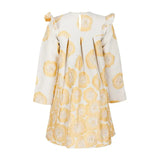 Beige & Gold Floral Pleat Dress