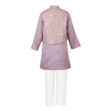 Rang Mauve Embroidered Botanics Kurta Koti Set