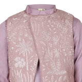 Rang Mauve Embroidered Botanics Kurta Koti Set