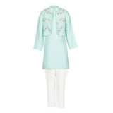 Rang Blue Jharoka Kurta Koti Set