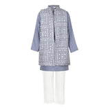 Rang Grey Embroidered Nehru Kurta Koti Set