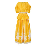 Rang Yellow Linear Horse Lehenga Set