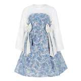Abstract Embroidery Denim Dress