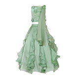 Rang Green Blossom Ruffle Lehenga Set