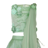 Rang Green Blossom Ruffle Lehenga Set