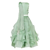Rang Green Blossom Ruffle Lehenga Set