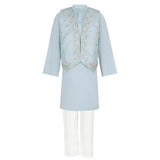 Rang Blue Wisteria Botanical Kurta Koti Set