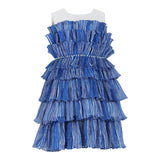 Blue Tiered Ruffle Dress