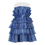 Blue Tiered Ruffle Dress