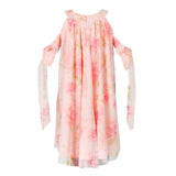 Pink Cold Shoulder Bow Strap Dress