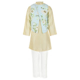 Rang Yellow Elegant Bloom Kurta Koti Set