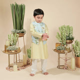 Rang Yellow Elegant Bloom Kurta Koti Set