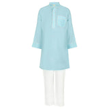 Rang Blue Stylish Contrast Details Kurta Set