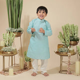 Rang Blue Stylish Contrast Details Kurta Set