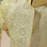 Rang Yellow Traditional Attire Jacquard Kurta Koti Set