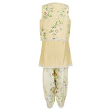 Rang Yellow Timeless Floral Wear Kurta Koti Set