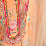 Rang Orange Floral Charm Ensembles Peoneys Sharara Set