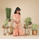 Rang Orange Floral Charm Ensembles Peoneys Sharara Set