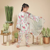 Rang White Elegant & Vibrant Floral Attire Peony Floral Suit Set
