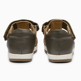 Single Strap Trio Kids Leather Sandals - Charcoal Grey