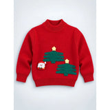 Red Christmas 2 Tree & Santa Knitted Winter Cardigan, Christmas Sweater for Kids
