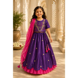 Purple Embroidered Lehenga set