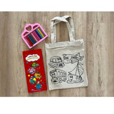 DIY Colouring Little Boat, Plane, Car, Bus Tote Bag