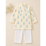 Stripe motif lemon printed Kurta Set