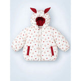 Cream & Brown Bunny Mushroom Quilted Hooded Winter Jacket for Kids