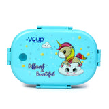 Youp Stainless Steel Blue Color Unicorn Theme Kids Lunch Box Break Time - 700 ml
